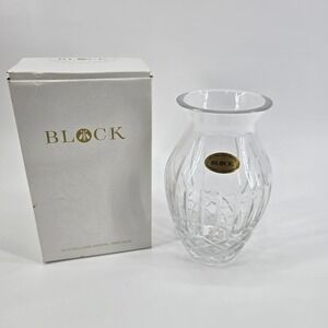 Block Crystal Vase Home Decor Hand Made 24% Lead Crystal Clear 6in New